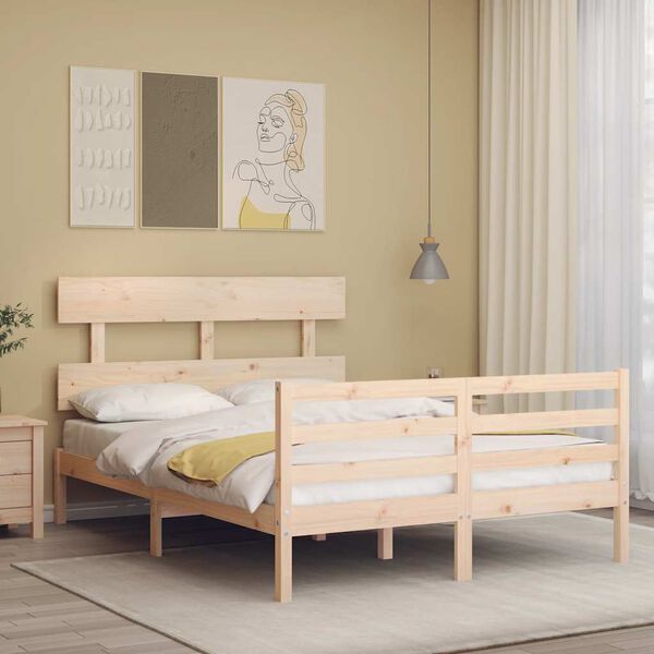 vidaXL Cadre de lit sans matelas 140x190 cm bois massif