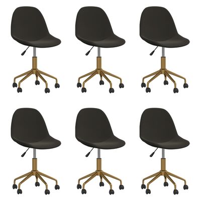 3086106 vidaXL Swivel Dining Chairs 6 pcs Dark Grey Velvet(3x333496)