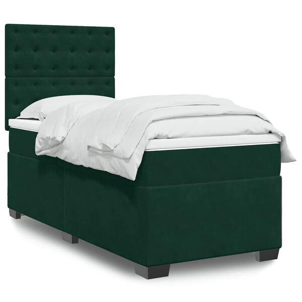 vidaXL Sommier &agrave; lattes de lit et matelas Vert fonc&eacute; 80x200 cm Velours