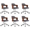 vidaXL Chaises pivotantes &agrave; manger lot de 6 gris bois courb&eacute; et tissu