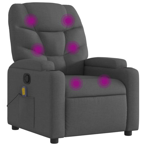 vidaXL Fauteuil de massage inclinable gris fonc&eacute; tissu