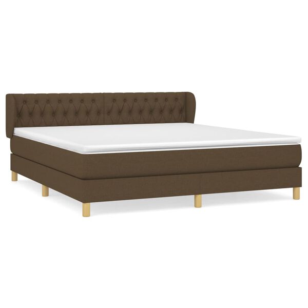 vidaXL Sommier &agrave; lattes de lit avec matelas Marron fonc&eacute; 180x200 cm