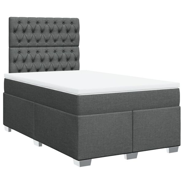 vidaXL Sommier &agrave; lattes de lit avec matelas gris fonc&eacute; 120x190cm tissu
