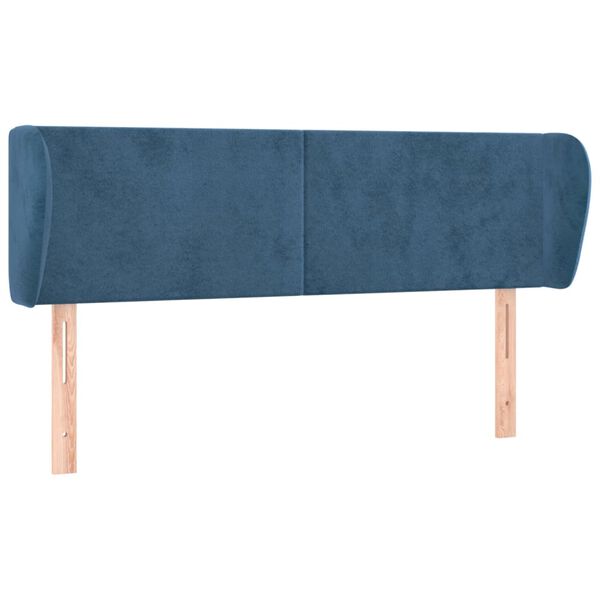 vidaXL T&ecirc;te de lit avec oreilles Bleu fonc&eacute; 147x23x78/88 cm Velours