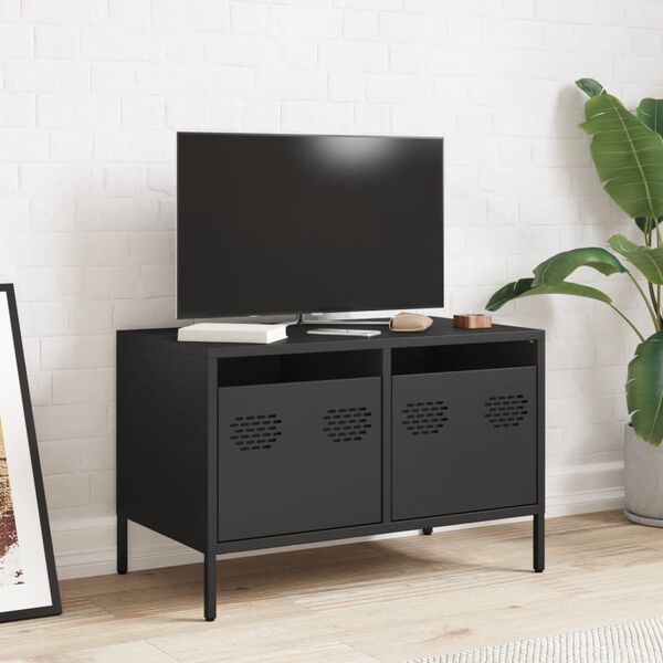 vidaXL Meuble TV noir 68x39x43,5 cm acier lamin&eacute; &agrave; froid