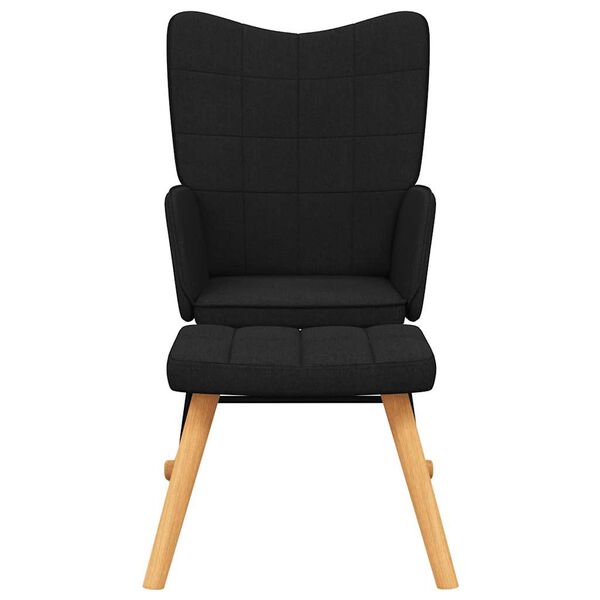 vidaXL Chaise &agrave; bascule avec tabouret Noir Tissu