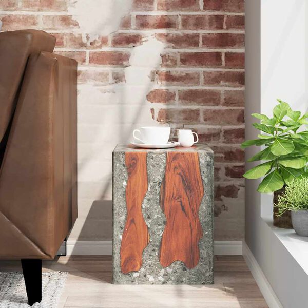 vidaXL Tabouret Bois de teck massif et résine