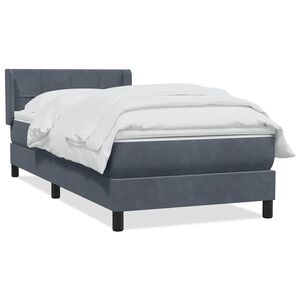 vidaXL Sommier &agrave; lattes de lit et matelas gris fonc&eacute; 90x220 cm velours