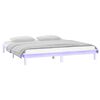 vidaXL Cadre de lit &agrave; LED sans matelas blanc 135x190 cm bois massif