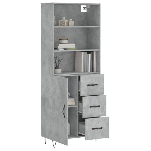 vidaXL Buffet haut Gris b&eacute;ton 69,5x34x180 cm Bois d'ing&eacute;nierie