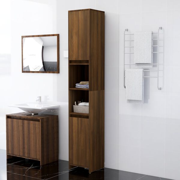 vidaXL Armoire de bain Ch&ecirc;ne marron 30x30x183,5 cm Bois d'ing&eacute;nierie