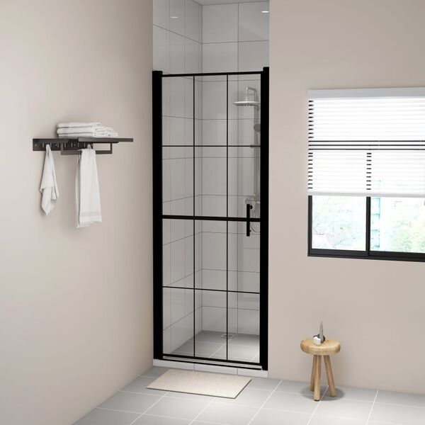 vidaXL Porte de douche Verre tremp&eacute; 81x195 cm Noir