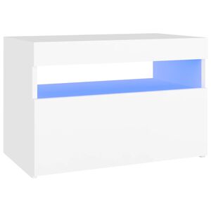 vidaXL Table de chevet avec lumi&egrave;res LED Blanc 60x35x40 cm