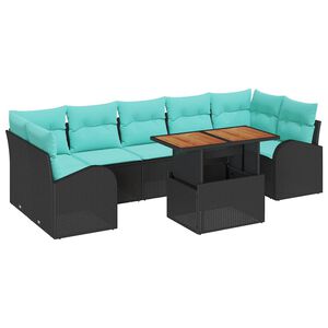 vidaXL Ensemble de canap&eacute; de jardin 8 pc Noir Poly rotin