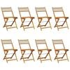 vidaXL Chaises pliantes 8 pi&egrave;ces en polyrotin beige et bois massif