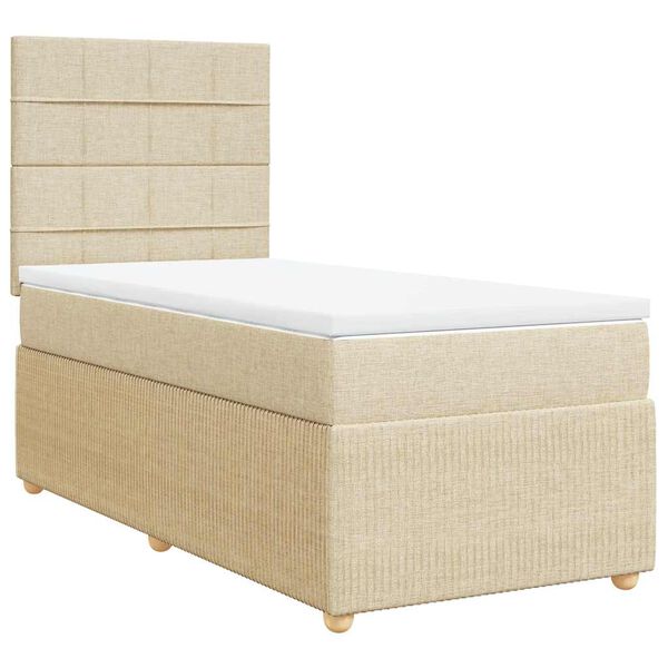 vidaXL Sommier &agrave; lattes de lit et matelas Cr&egrave;me 90x190 cm Tissu