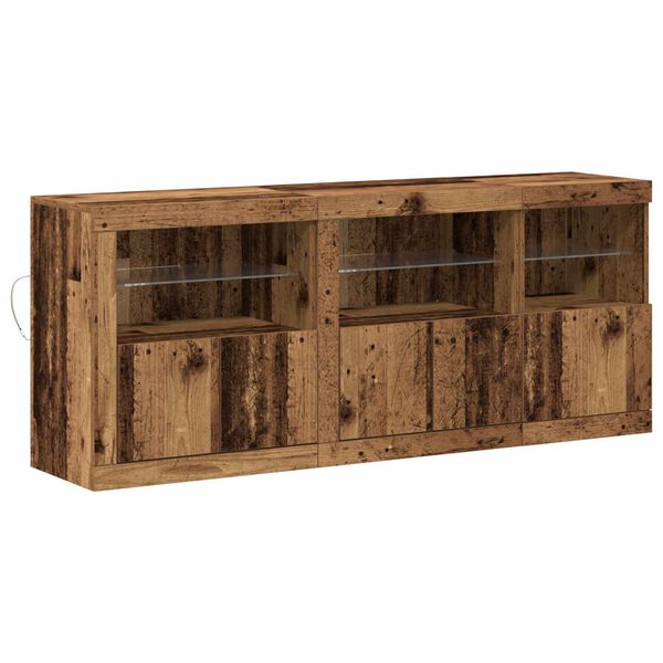 vidaXL Buffet LED Bois ancien 162 x 37 x 67 cm Bois d'ing&eacute;nierie