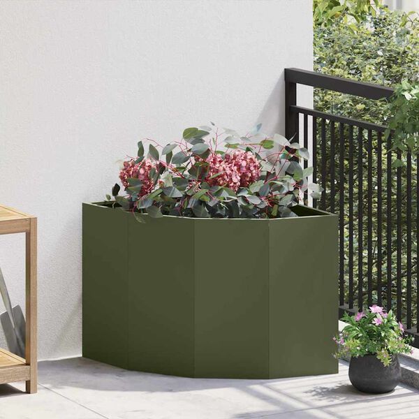 vidaXL Jardinière d'Angle Vert olive 60 x 60 x 50 cm Acier