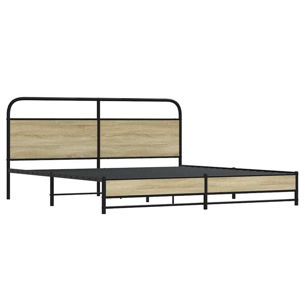 vidaXL Cadre de lit en métal sans matelas chêne sonoma 180x200 cm