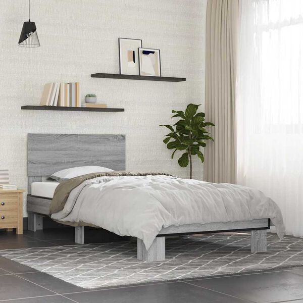 vidaXL Cadre de lit sans matelas sonoma gris 75x190 cm
