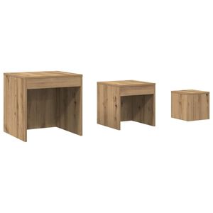 vidaXL Tables gigognes 3 pcs ch&ecirc;ne artisanal bois d'ing&eacute;nierie