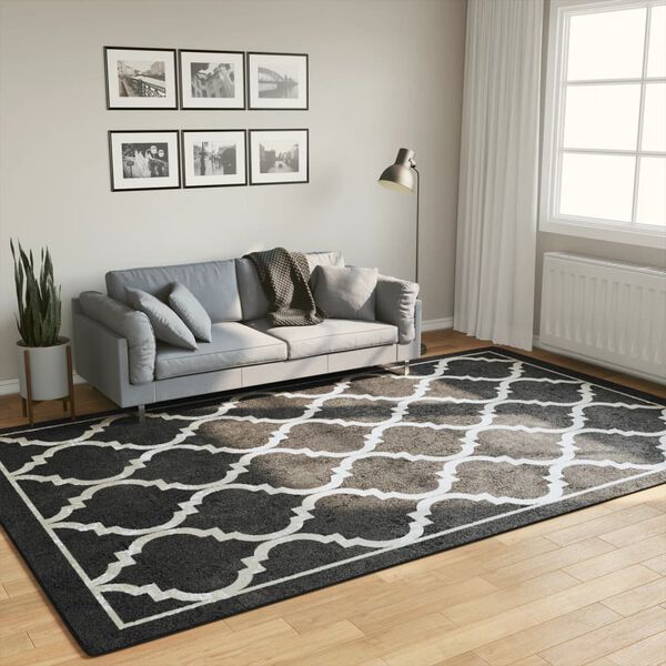 vidaXL Tapis lavable noir et blanc 190x300 cm