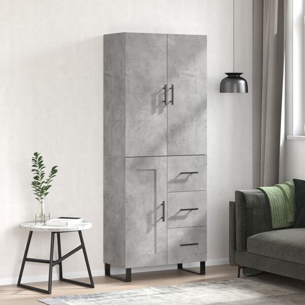 vidaXL Buffet haut Gris béton 69,5x34x180 cm Bois d'ingénierie