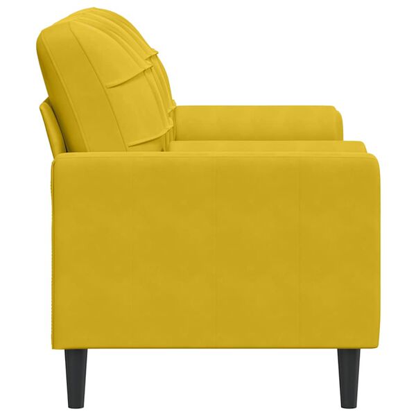 vidaXL Canap&eacute; 2 places avec oreillers d&eacute;coratifs jaune 140 cm velours