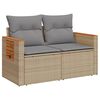 vidaXL Canap&eacute; de jardin avec coussins 2 places beige r&eacute;sine tress&eacute;e