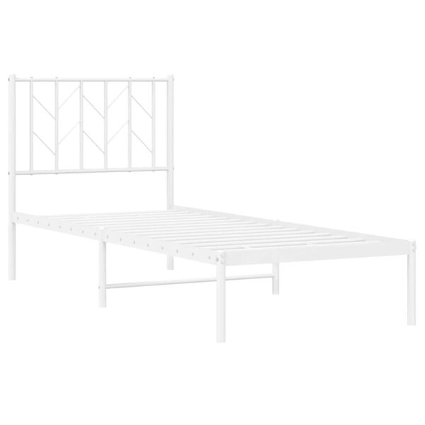 vidaXL Cadre de lit m&eacute;tal sans matelas avec t&ecirc;te de lit blanc 75x190cm