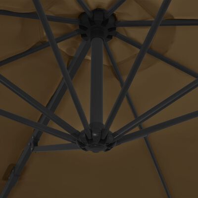 vidaXL Parasol en porte-à-faux avec mât en acier Taupe 300 cm
