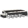 vidaXL Ensemble &agrave; manger de jardin 15 pcs coussins noir r&eacute;sine tress&eacute;e