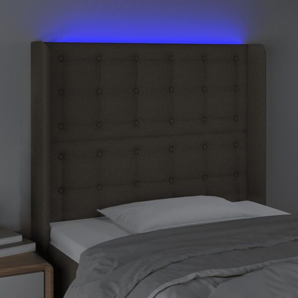 vidaXL T&ecirc;te de lit &agrave; LED Taupe 83x16x118/128 cm Tissu