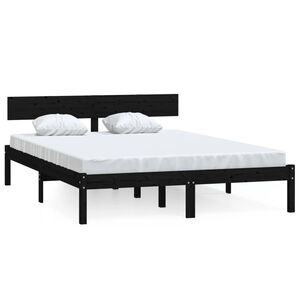 vidaXL Cadre de lit sans matelas noir bois massif 140x200 cm