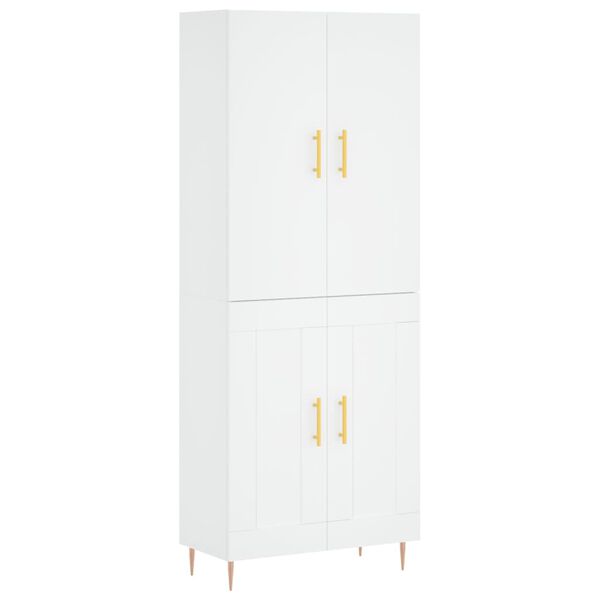 vidaXL Buffet haut Blanc 69,5x34x180 cm Bois d'ing&eacute;nierie