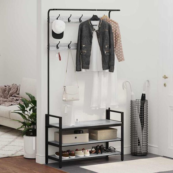 vidaXL Porte-manteau Gris Sonoma 95 x 34 x 184 cm Bois d'ing&eacute;nierie