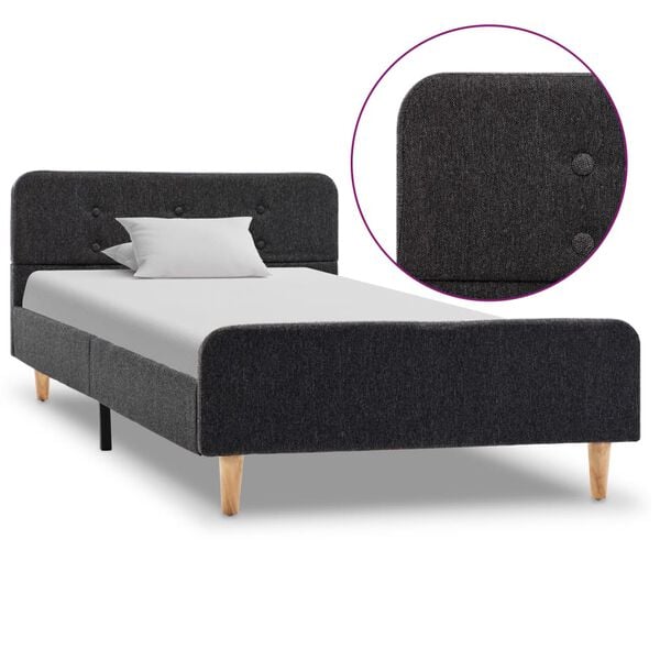 vidaXL Cadre de lit gris fonc&eacute; jute 90x200 cm