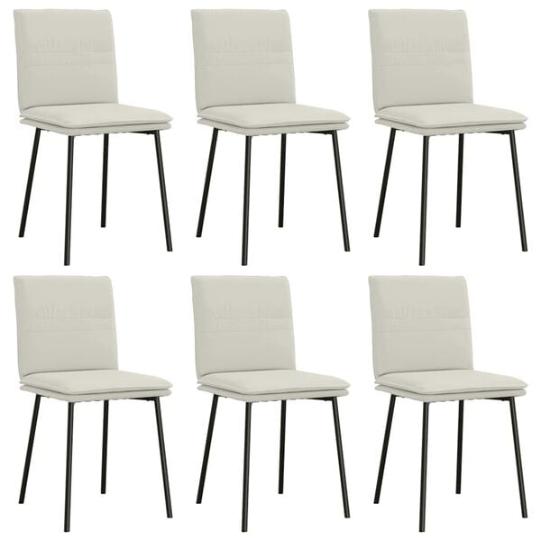 vidaXL Chaises &agrave; manger lot de 6 cr&egrave;me velours