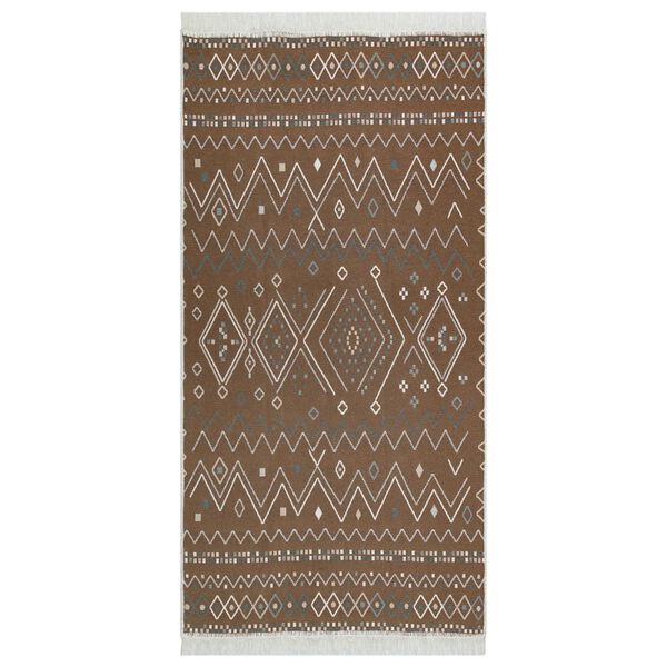 vidaXL Tapis Beige et bleu 100x200 cm Coton