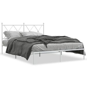 vidaXL Cadre de lit m&eacute;tal sans matelas et t&ecirc;te de lit blanc 135x190 cm