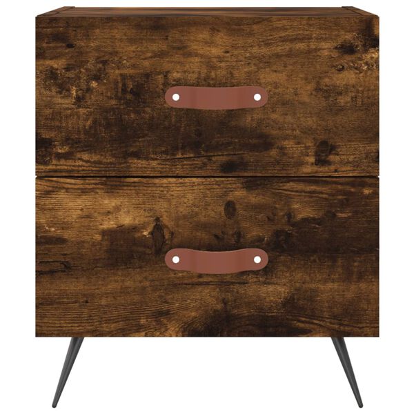 vidaXL Table de chevet ch&ecirc;ne fum&eacute; 40x35x47,5 cm bois d&rsquo;ing&eacute;nierie