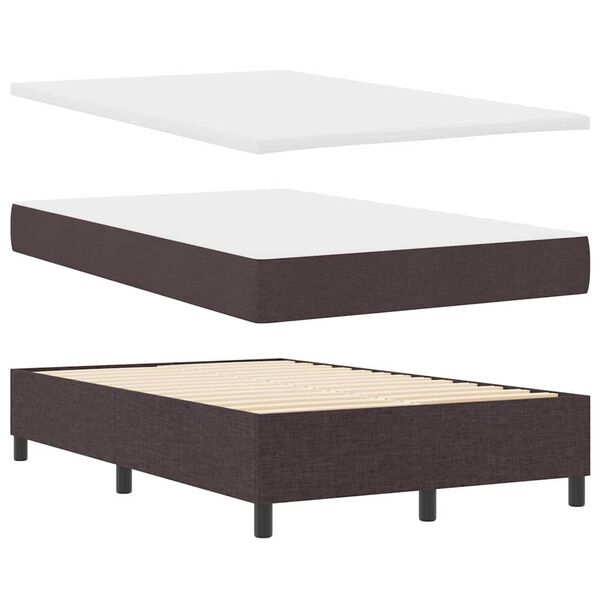 vidaXL Lit &agrave; ressorts avec matelas Marron fonc&eacute; 120 x 190 cm tissu