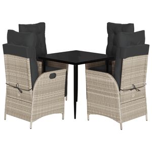 vidaXL Ensemble &agrave; manger de jardin et coussins 5 pcs gris clair rotin