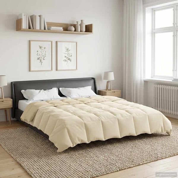 vidaXL Duvet d'hiver Matelass&eacute; Cr&egrave;me 220 x 240 cm Microfibre