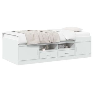 vidaXL Cadre de lit avec rangement Blanc 80 x 200 cm Bois d'ing&eacute;nierie