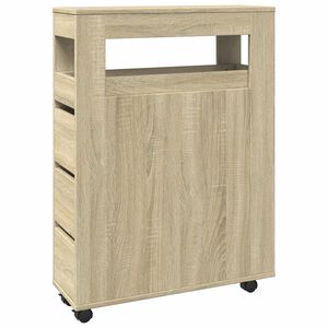 vidaXL Meuble &eacute;troit de salle de bain &agrave; roulettes ch&ecirc;ne sonoma
