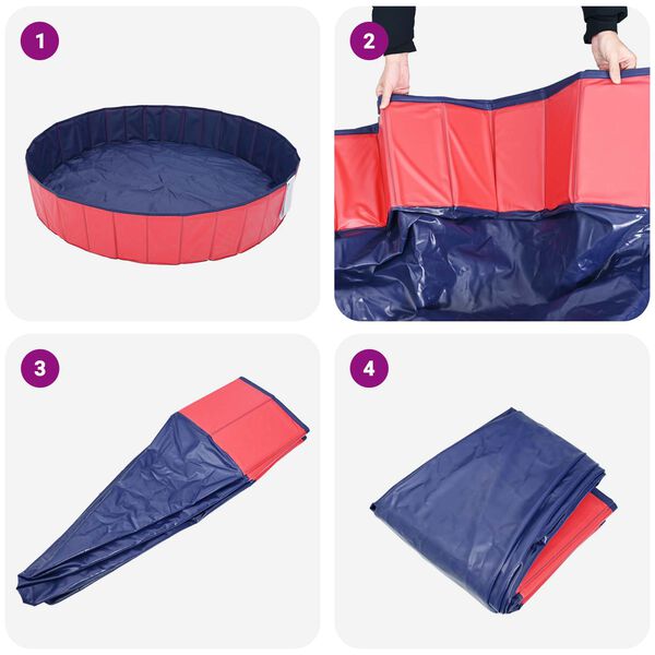 vidaXL Piscine de nage pliable pour chien Rouge et bleu PVC