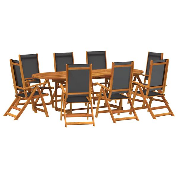 vidaXL Ensemble &agrave; manger de jardin 9pcs bois d'acacia solide textil&egrave;ne