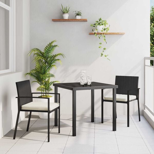 vidaXL Ensemble de salle &agrave; manger pour jardin 3 pcs Noir