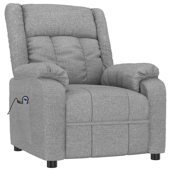 vidaXL Fauteuil inclinable &eacute;lectrique Gris clair Tissu